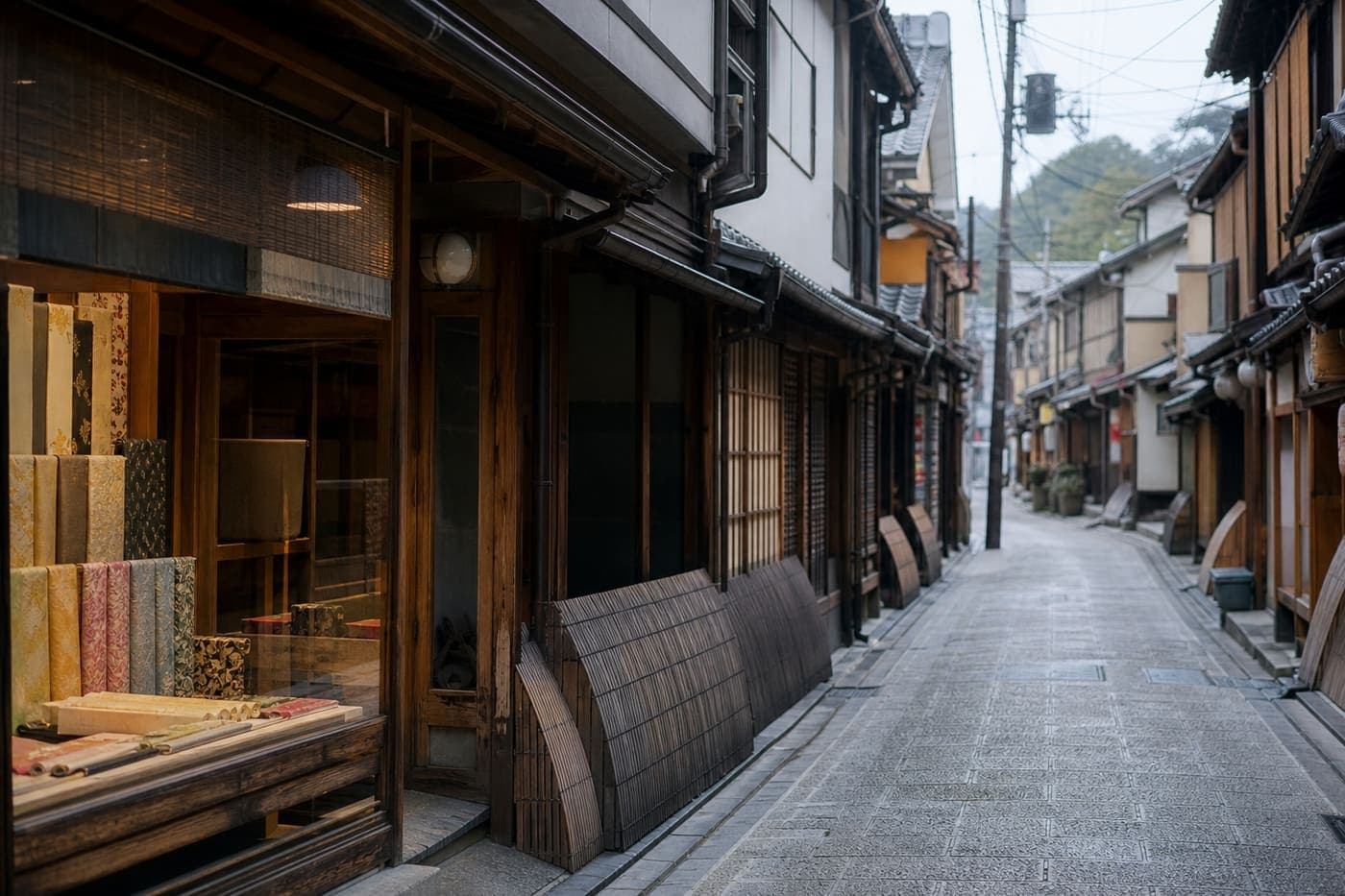 Kyoto textile street at morning