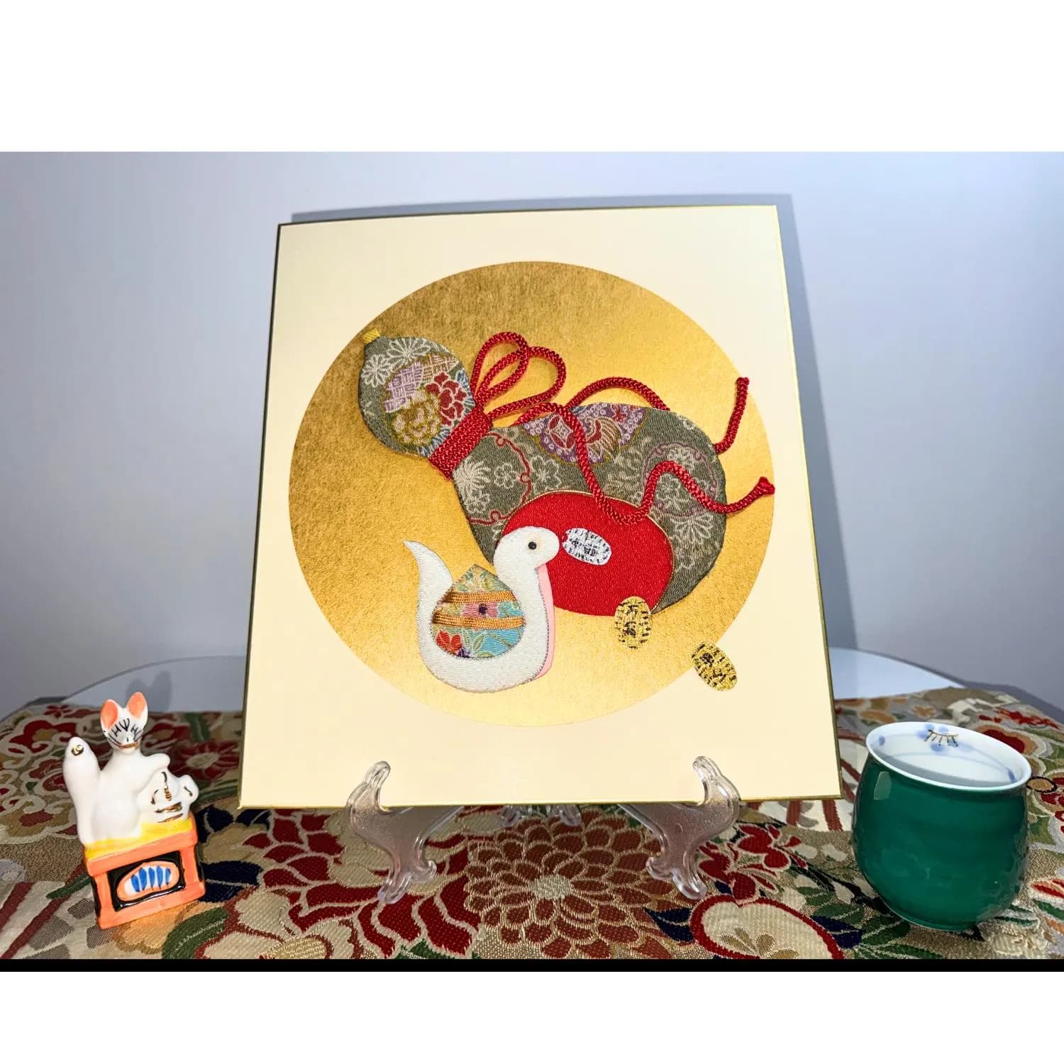Japanese Oshie Snake Handmade Applique Art