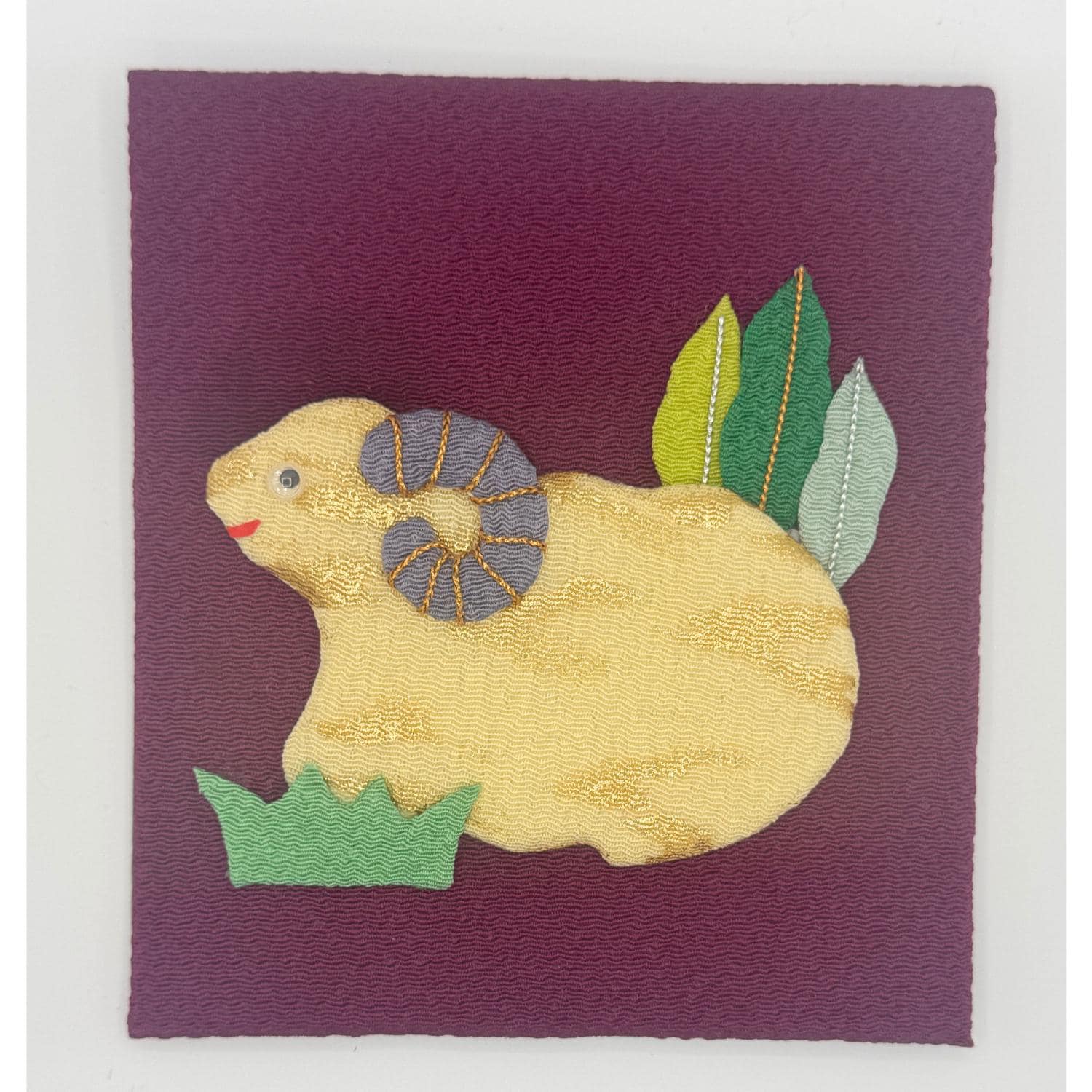 Japanese Oshie Sheep Handmade Applique Art Zodiac Wall Art