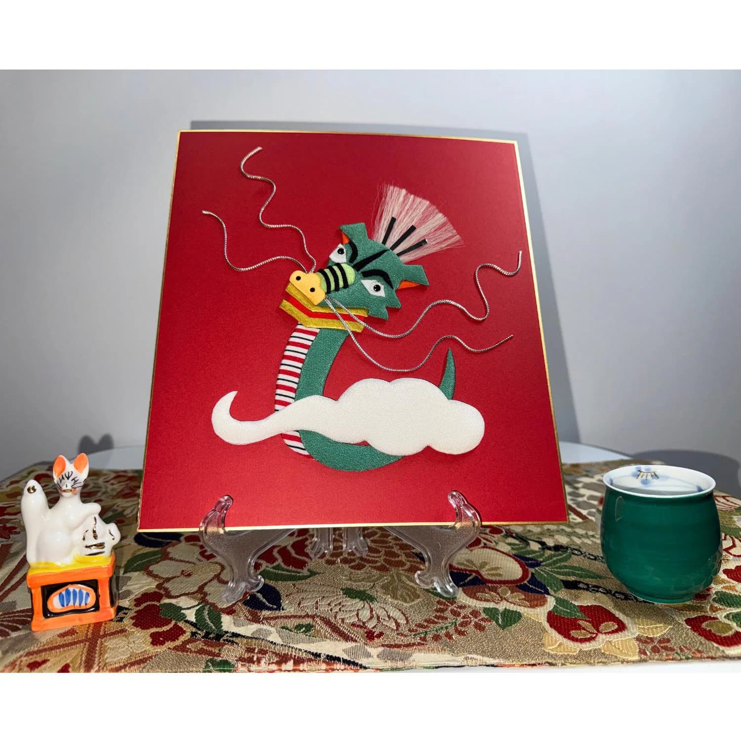 Japanese Oshie Dragon Handmade Applique Art